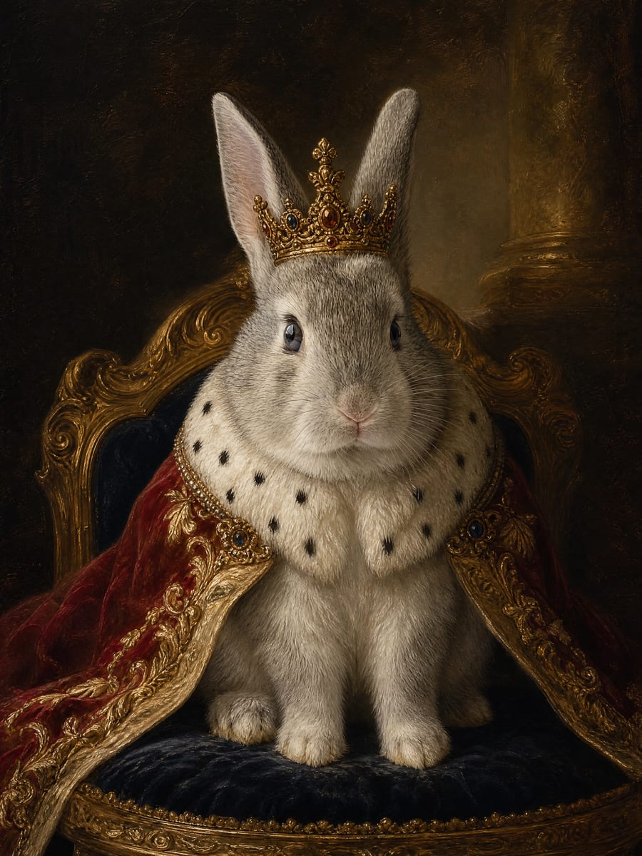 Portret królika w koronie i gronostajach, olej